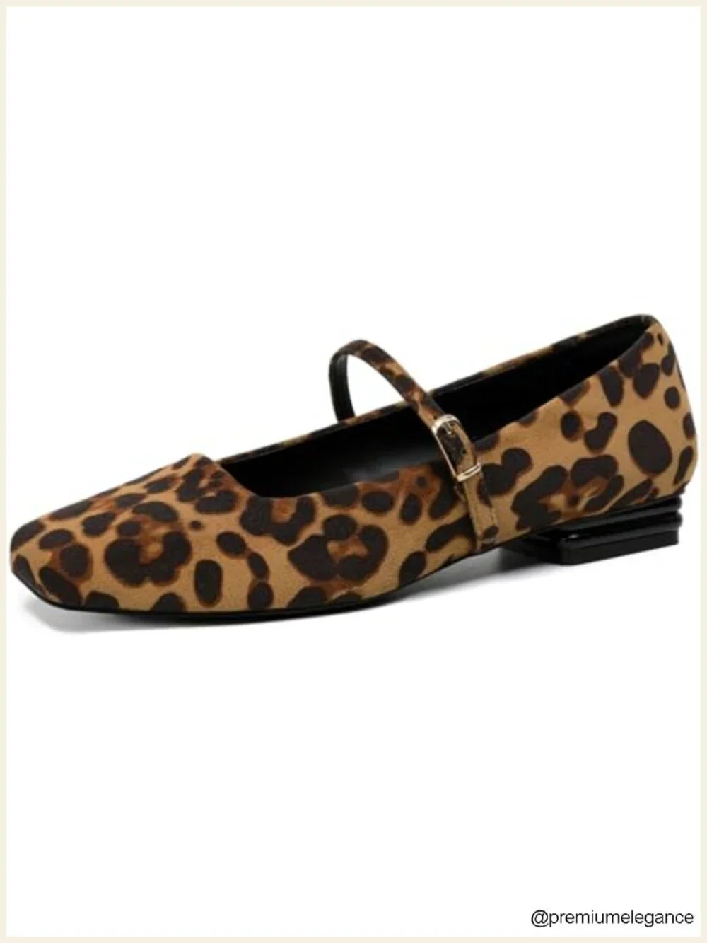 Faux Leather Square Toe Mary Jane Flats with Adjustable Ankle Buckle Slip On